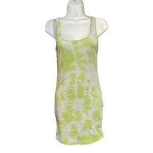 Abound Lime Green Tie Dye Ribbed Knit Bodycon Tank Mini Dress Mens Size Medium